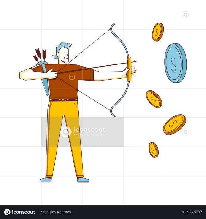 Businessman aiming for financial success  Illustration