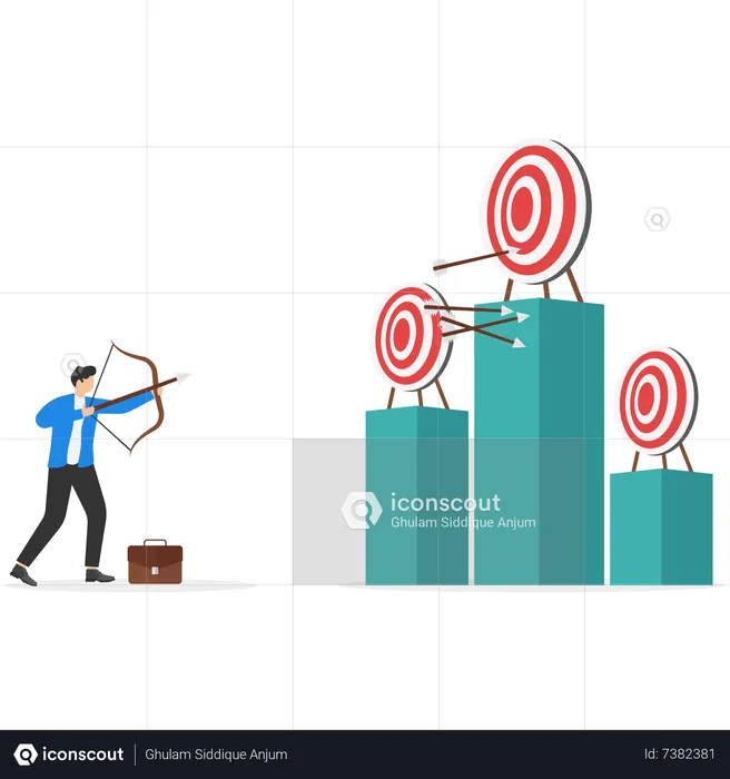 Businessman aiming target with an arrow  Illustration