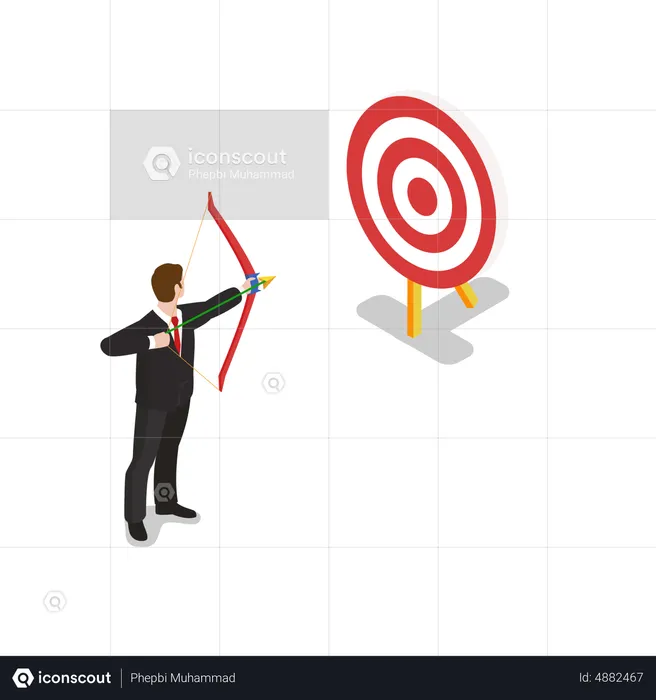 Businessman aiming towards goal  Illustration