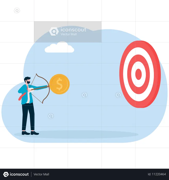 Businessman aims at achieving target  Illustration