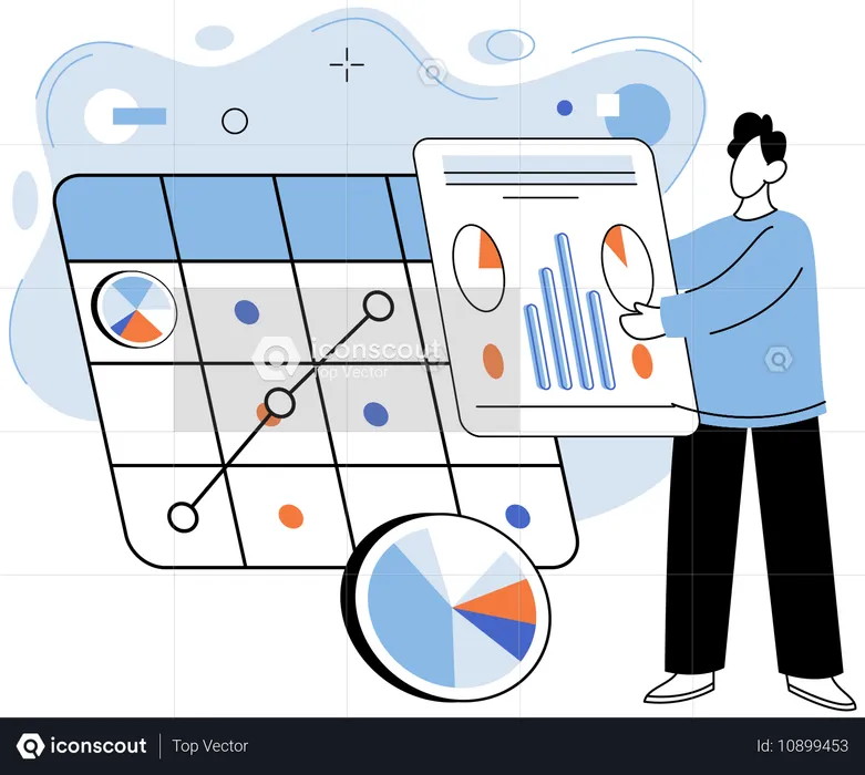 Businessman analysing business data  Illustration