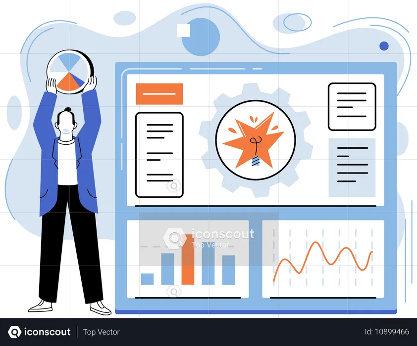 Businessman analysing business data  Illustration