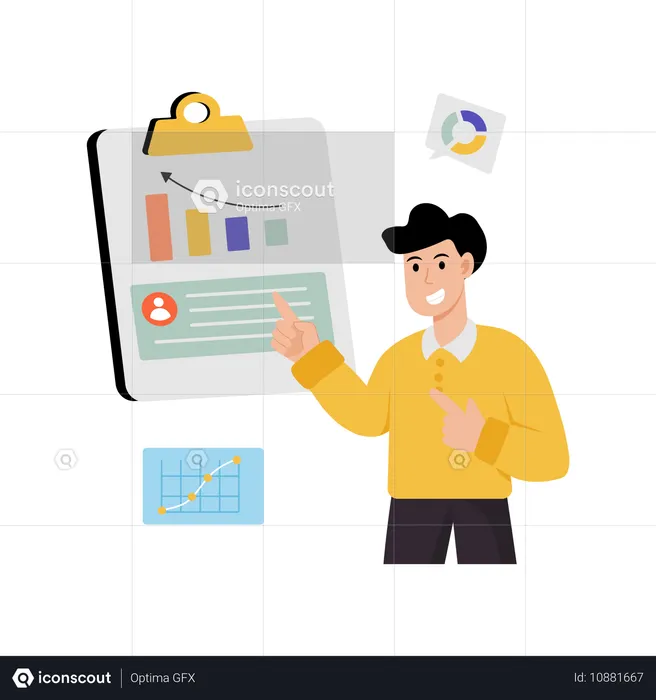 Businessman analysing business data  Illustration