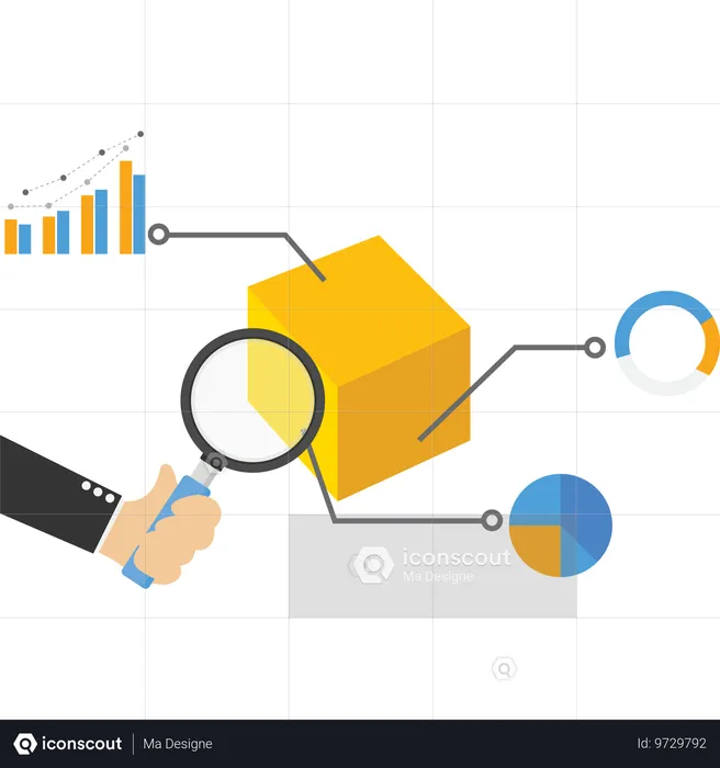 Businessman analysing business data  Illustration