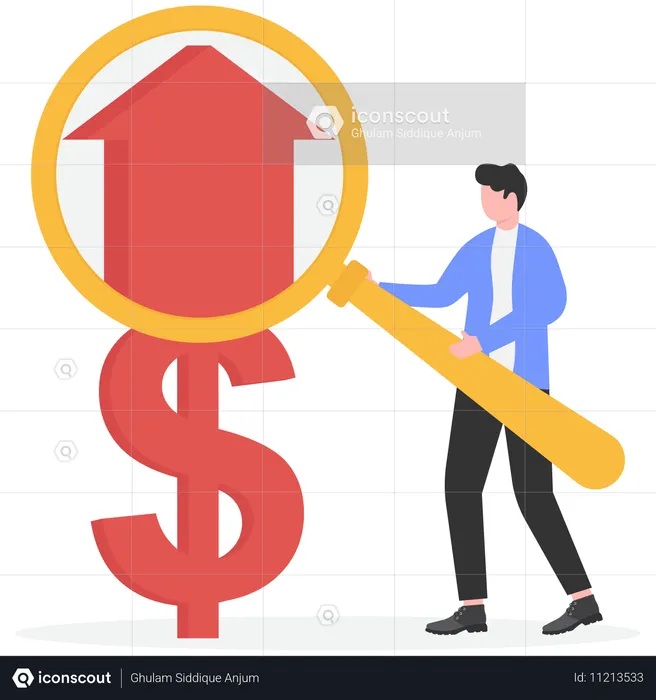 Businessman analysing business finance  Illustration