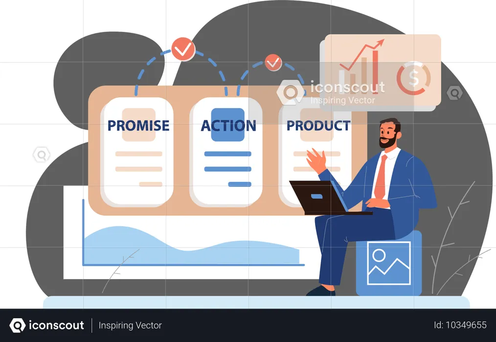 Businessman analysing business finance  Illustration