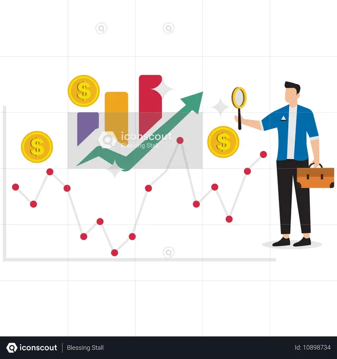 Businessman analysing business graph  Illustration