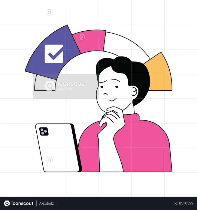 Businessman analysing business statistics  Illustration