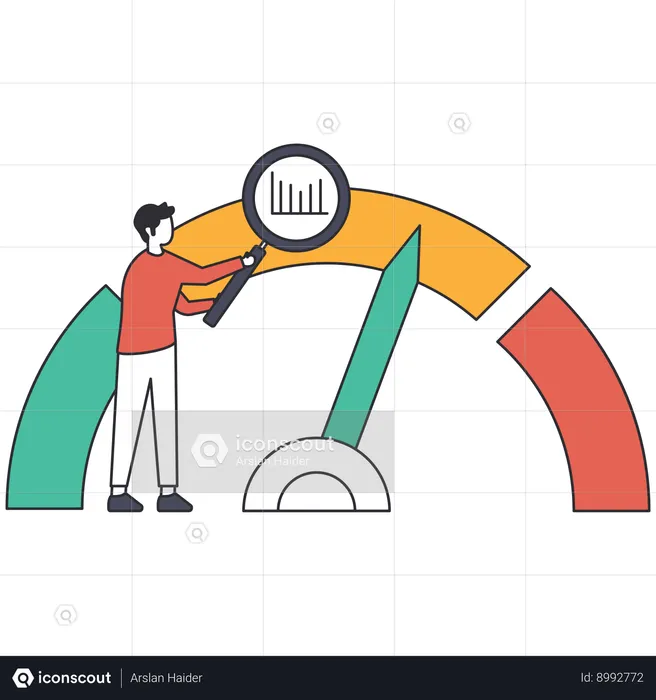 Businessman analysing credit score  Illustration