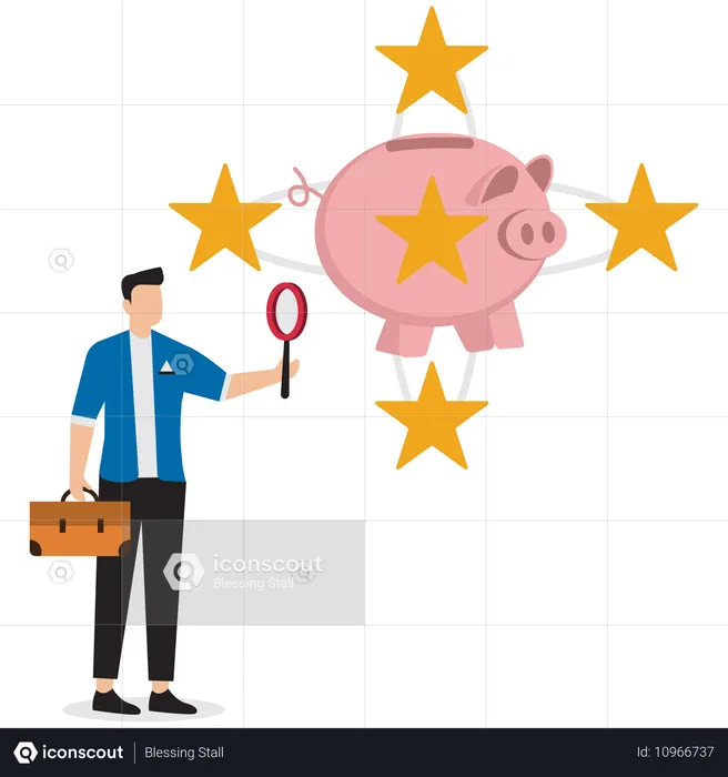 Businessman analysing financial investment  Illustration