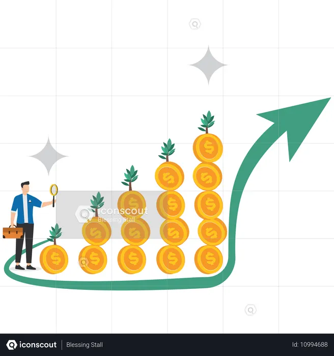Businessman analysing financial investment  Illustration