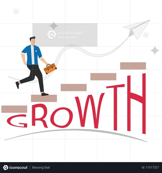 Businessman analysing growth chart  Illustration