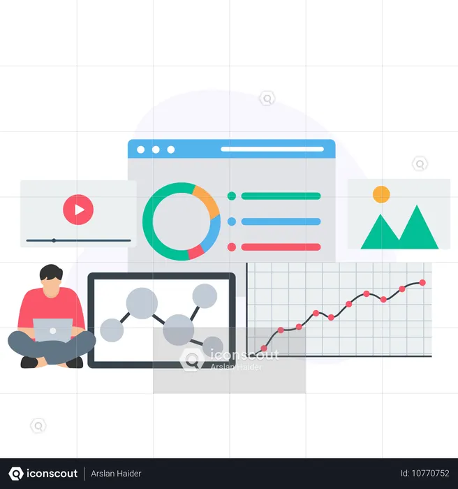 Businessman analysing market share  Illustration