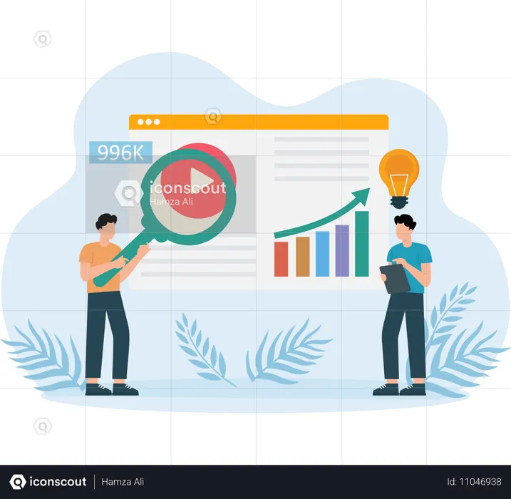 Businessman analysing sales marketing graph  Illustration