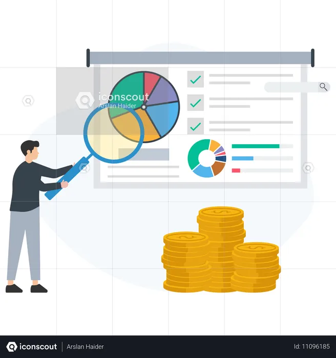 Businessman analysing sales report  Illustration