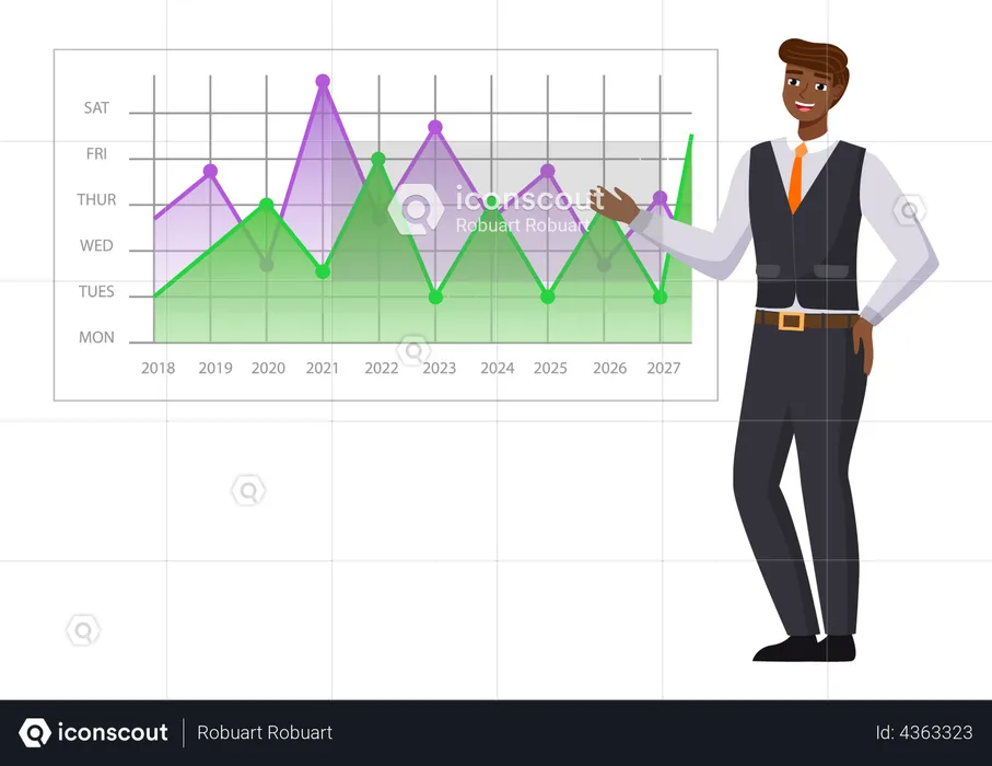 Businessman analysis digital report with data  Illustration