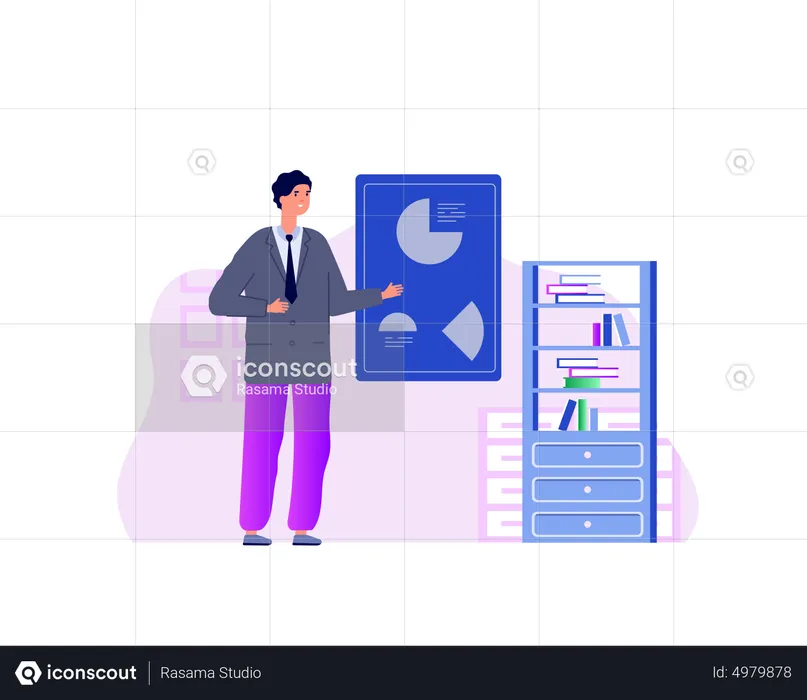 Businessman Analysis Pie Chart  Illustration