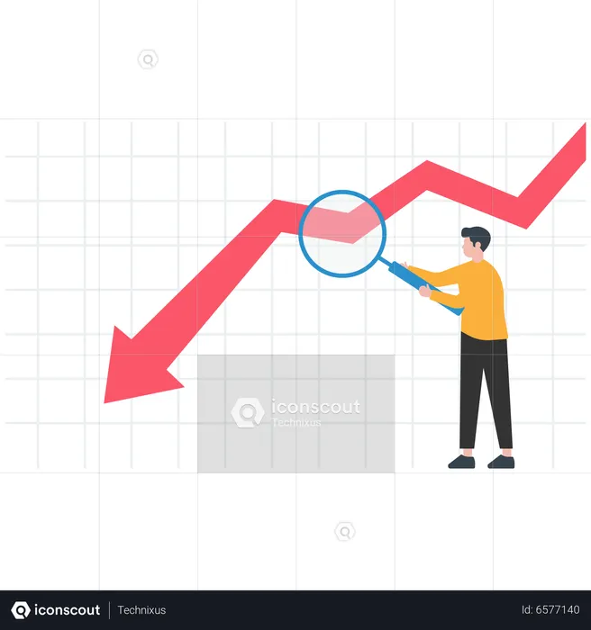 Businessman Analyze Declining Bar Graph  Illustration