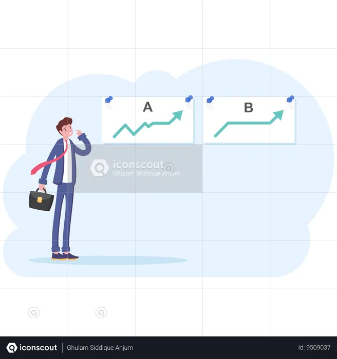 Businessman analyzes charts  Illustration