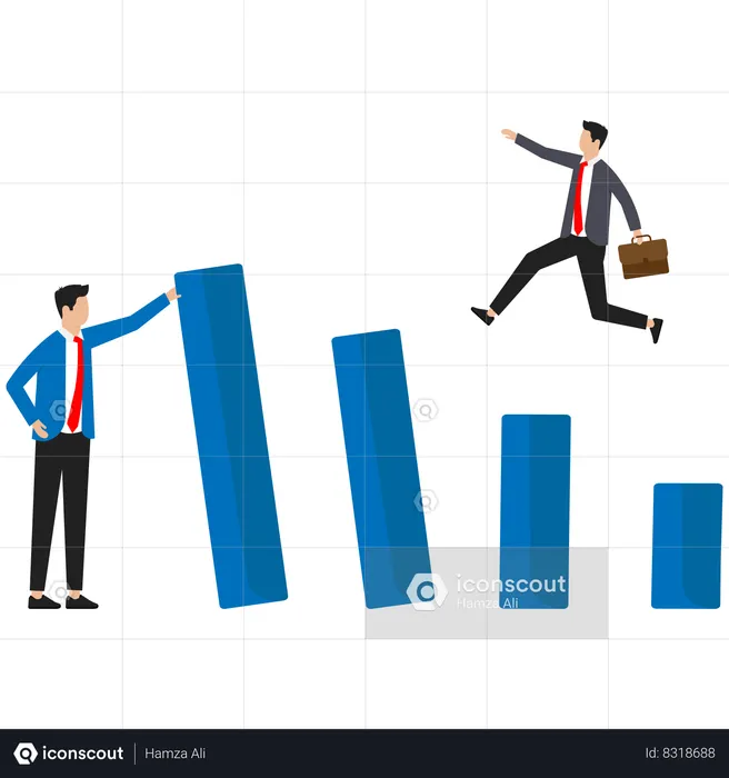 Businessman analyzes Financial growth  Illustration
