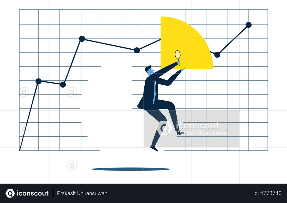 Businessman analyzing business growth  Illustration