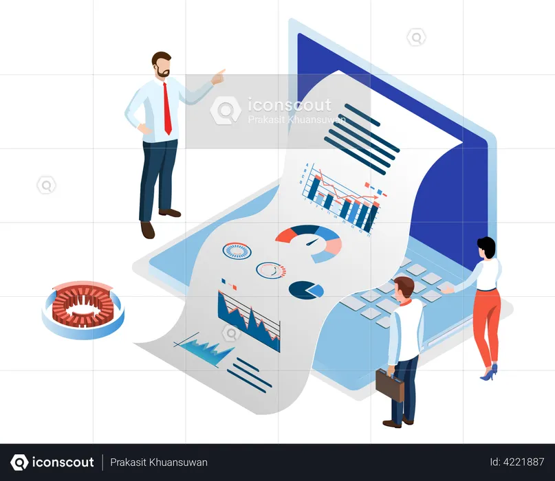 Businessman analyzing data  Illustration