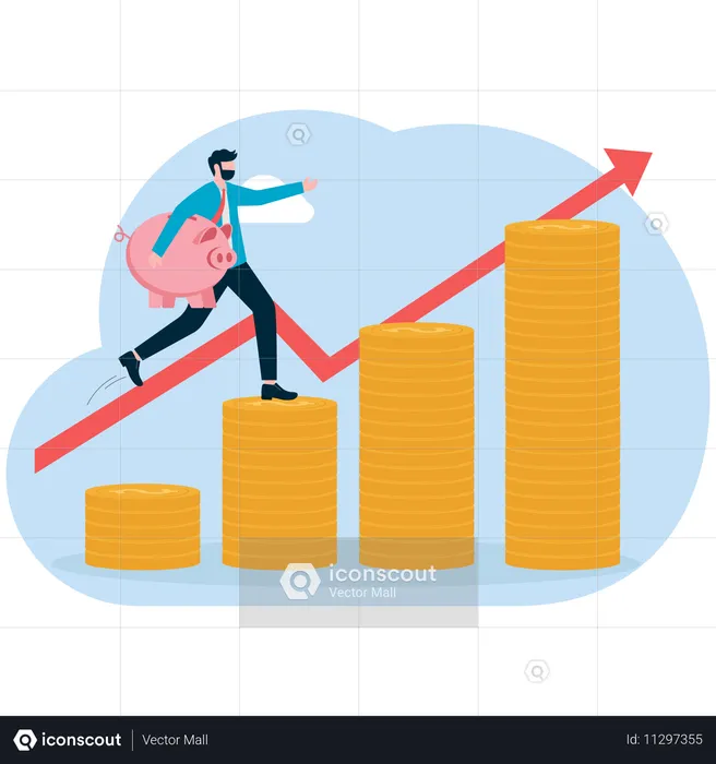 Businessman analyzing profit graph  Illustration