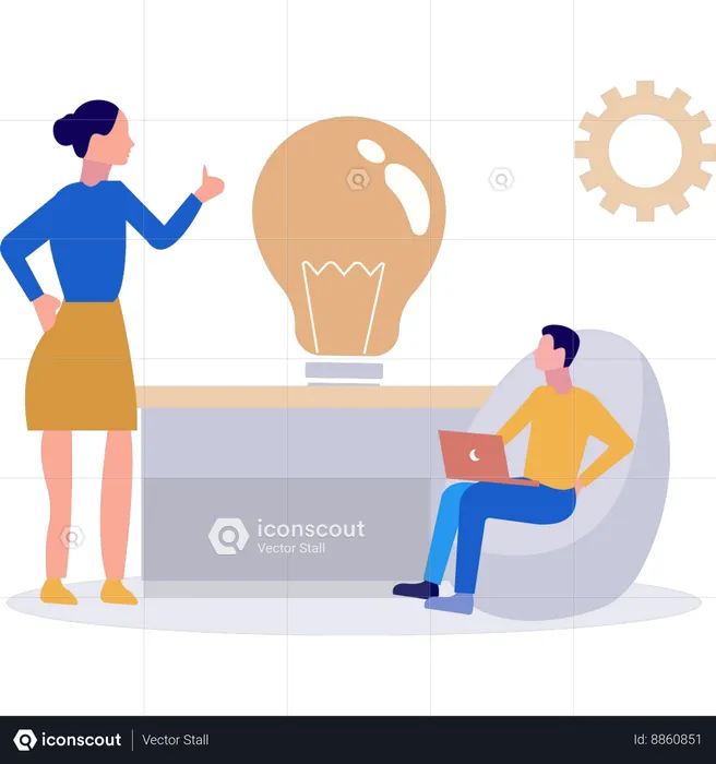 Businessman and business woman are discussing business  Illustration