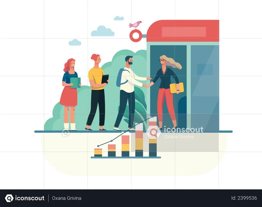 Businessman and business woman finalizing deal  Illustration