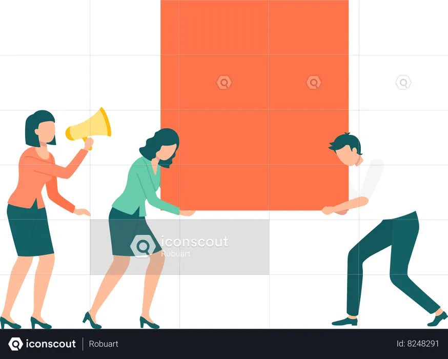 Businessman and businesswoman competing with each other  Illustration