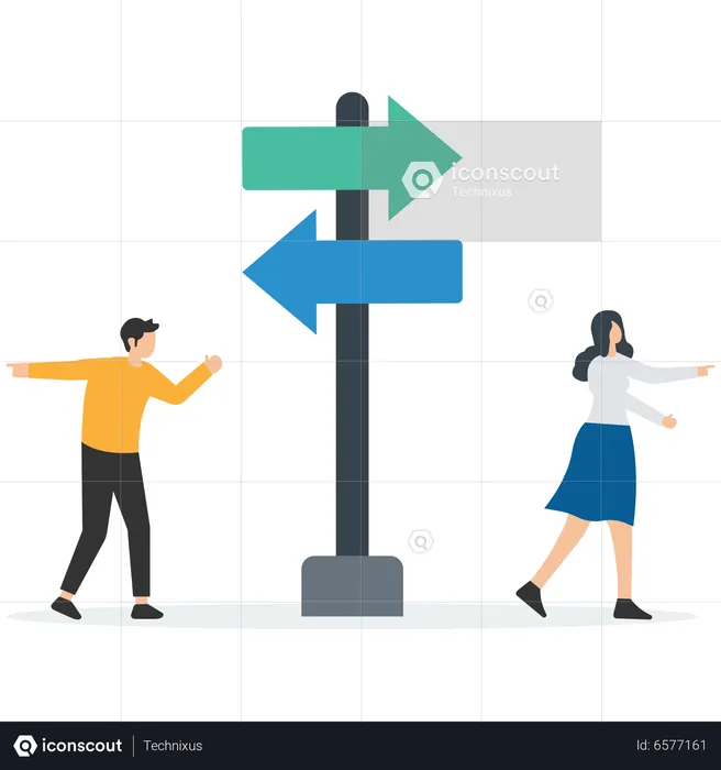 Businessman And Businesswoman Finding Individual Way  Illustration