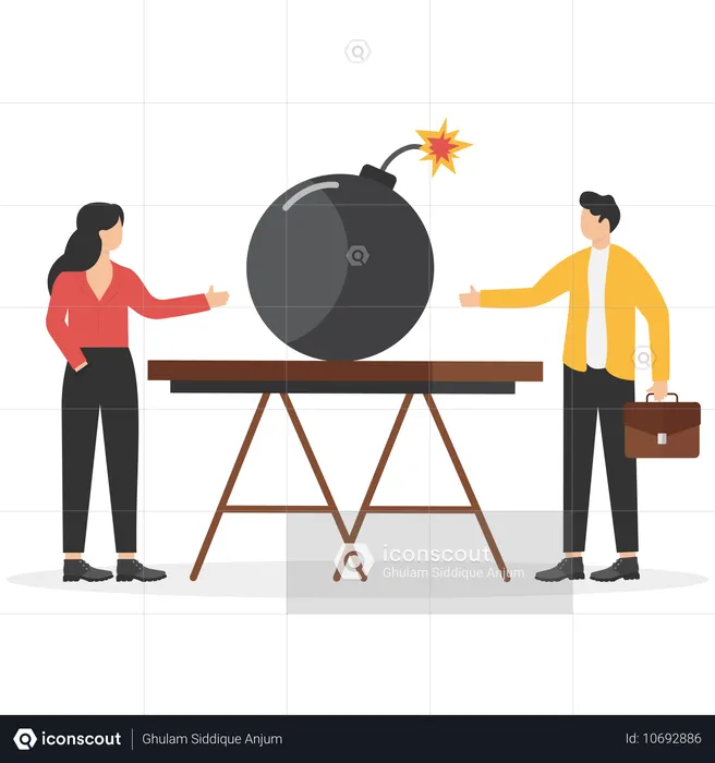 Businessman and businesswoman showing bomb  Illustration