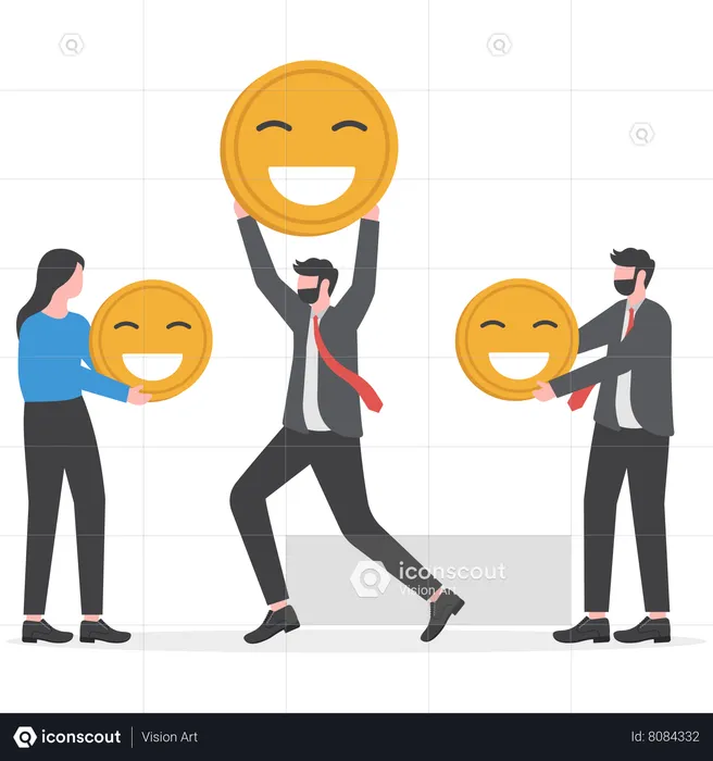 Businessman and employees are celebrating world happiness day  Illustration