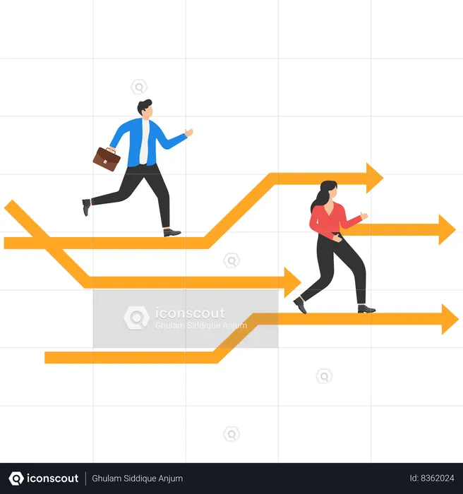 Businessman and employees are facing business unstablility  Illustration