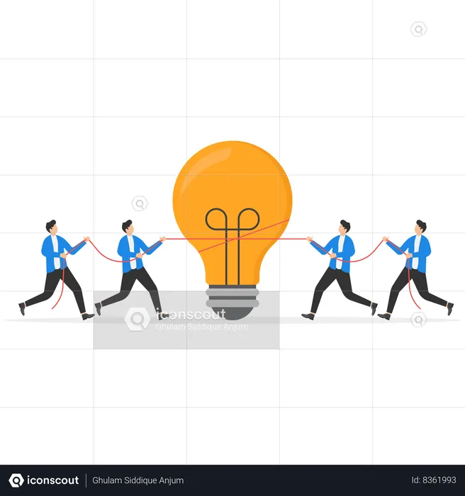 Businessman and employees are fighting over ideas  Illustration