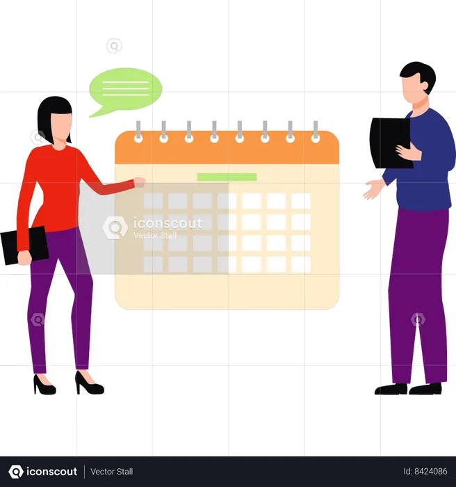 Businessman and employees are fixing schedule  Illustration