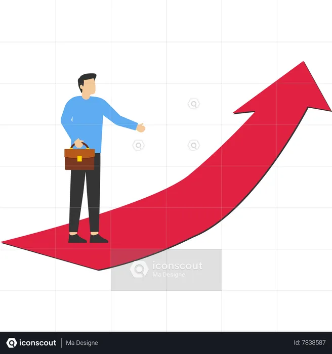 Businessman and growing arrow  Illustration