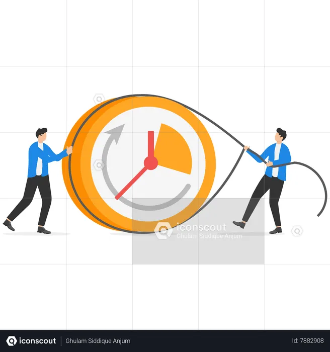 Businessman and his friend push and pull the needle to the maximum  Illustration