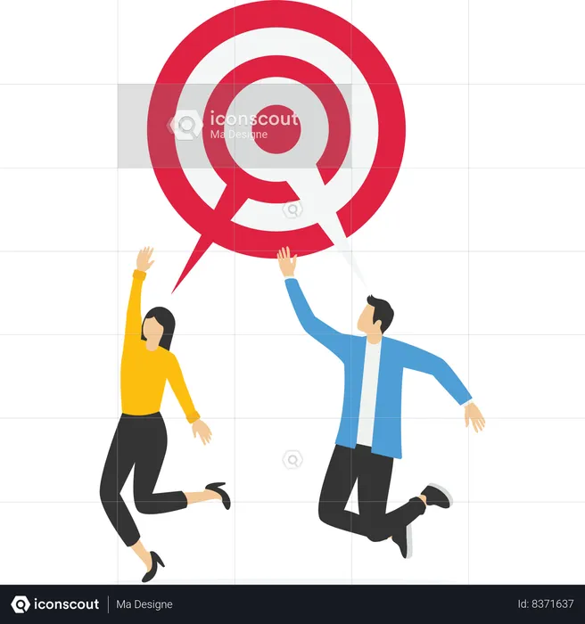 Businessman and his team achieved the target  Illustration