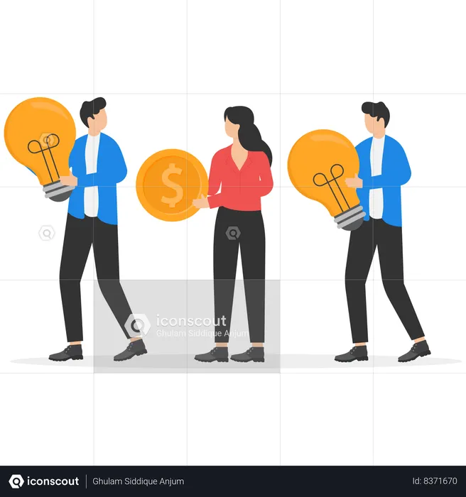 Businessman and his team are creating innovative ideas  Illustration