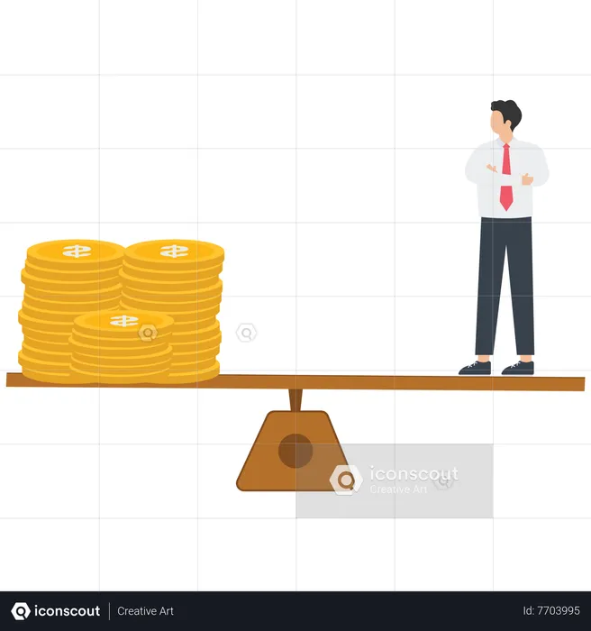 Businessman and stack of money on the lever  Illustration