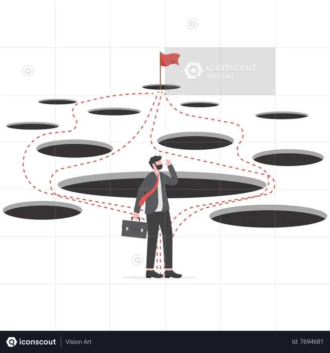 Businessman and the route to success  Illustration