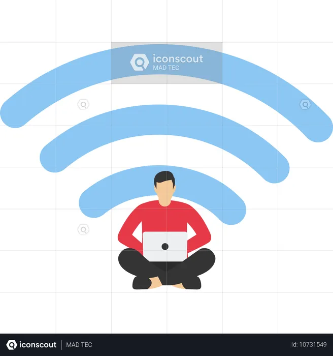 Businessman and WIFI logo  Illustration