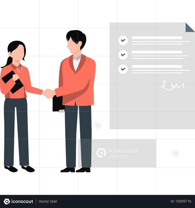 Businessman and woman doing agreement  Illustration