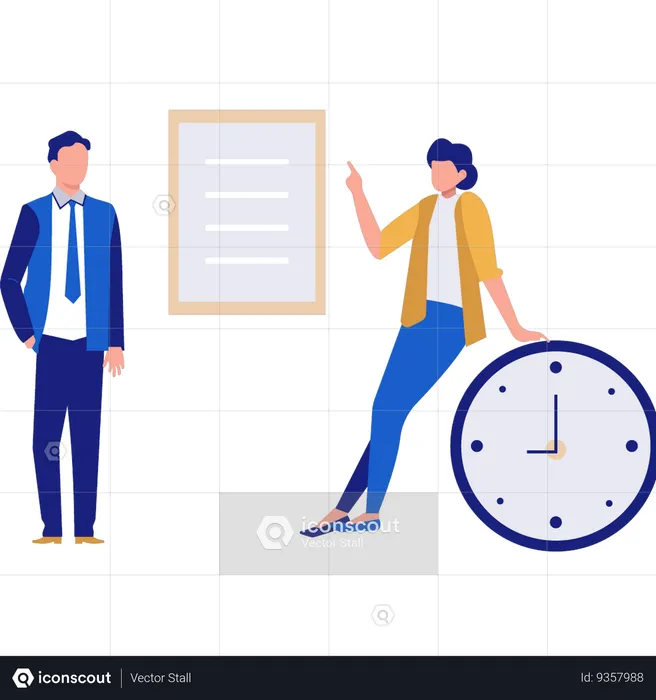 Businessman and woman doing business discussion  Illustration