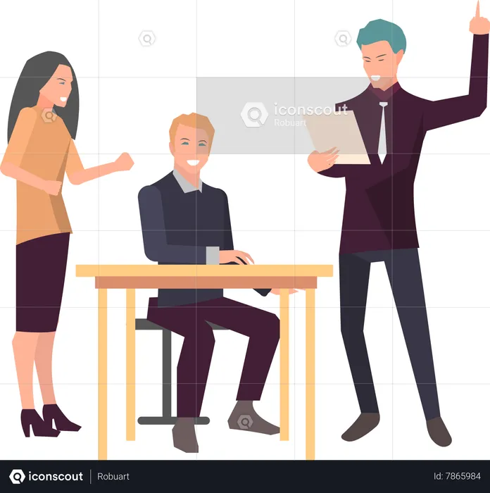 Businessman and woman doing business discussion  Illustration