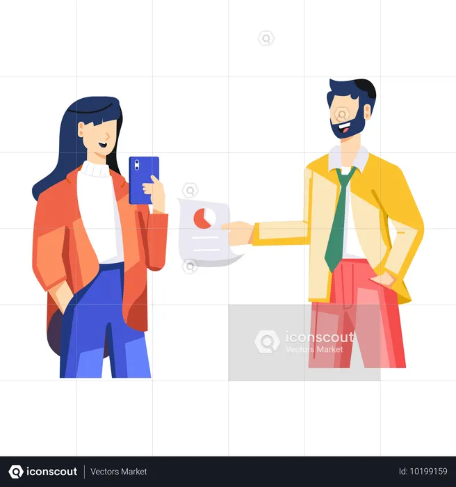 Businessman and woman doing Office Discussion  Illustration