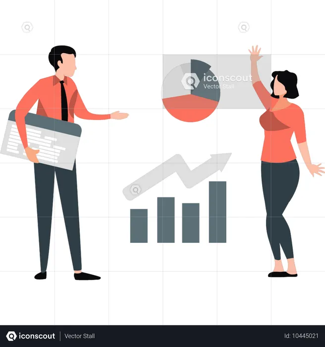 Businessman and woman happy to see business development  Illustration