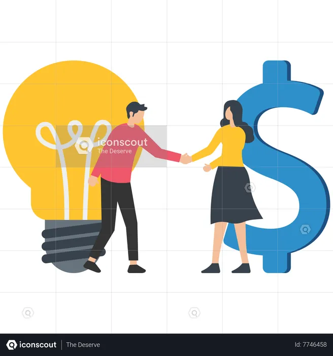 Businessman and woman sign business deal  Illustration