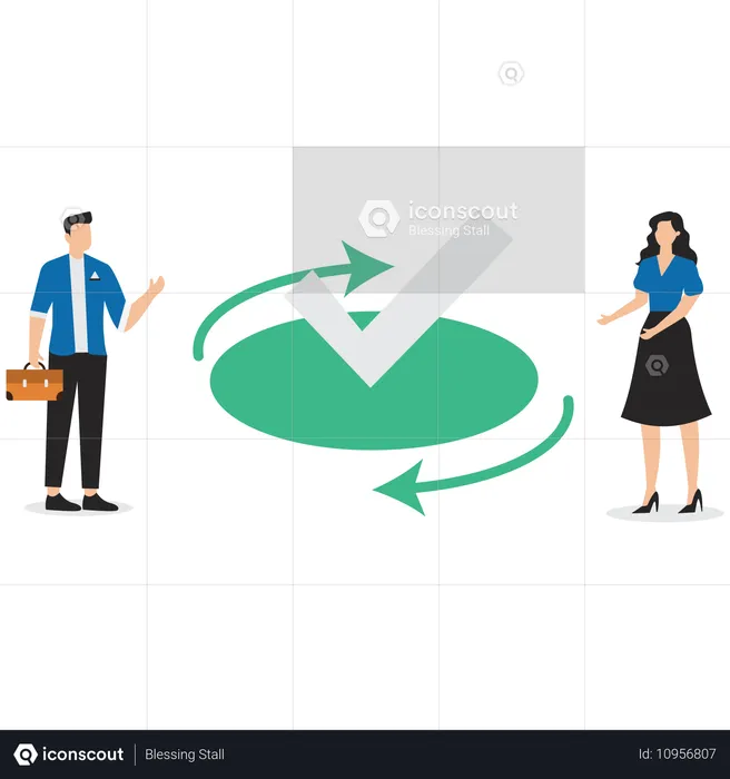 Businessman and woman with completed checkbox  Illustration